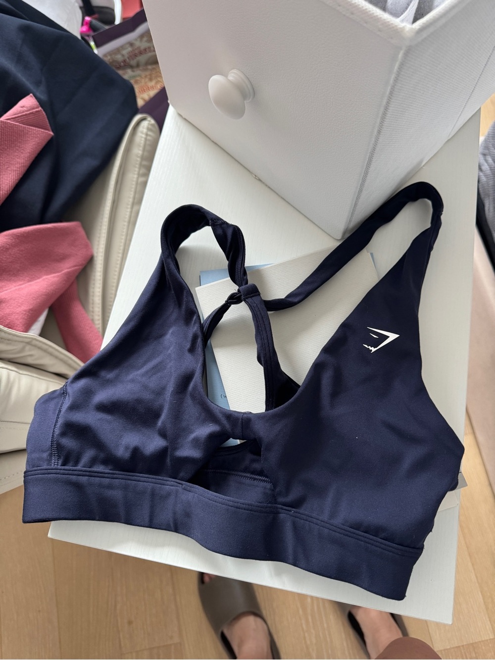 Gymshark Navy Sports Bra - Supportive Women's Activewear Cutout Size M